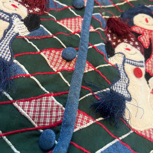 Paul Harris Vintage womens Christmas Holiday snowman graphic embriordered vest L - Picture 7 of 8